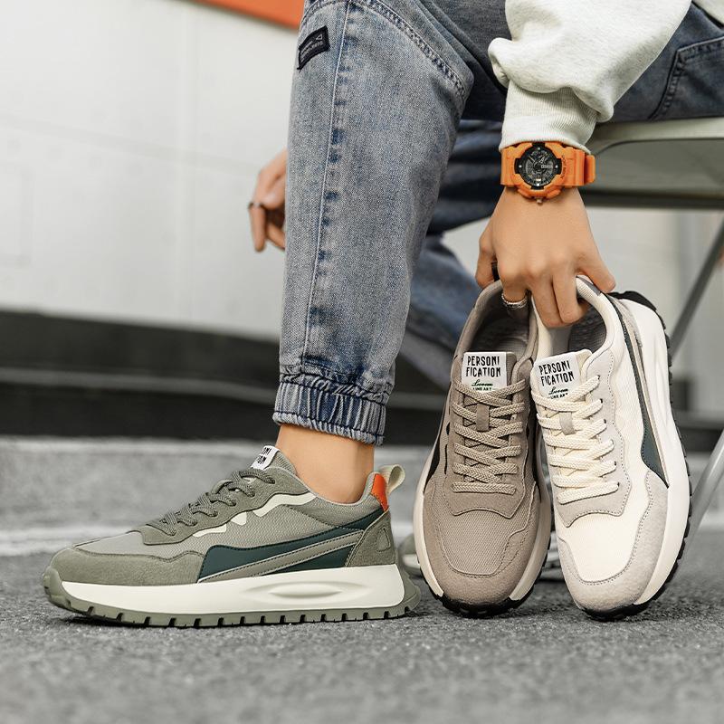 High quality leather Internet celebrity explosion platform men's shoes new mesh breathable sports casual shoes men's Forrest Gump tide shoes