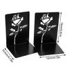 2Pieces Metal Book Ends for Desk and Shelf Hollow Flower Bookends Heavy Duty Bookends Slip Resistant Book Support