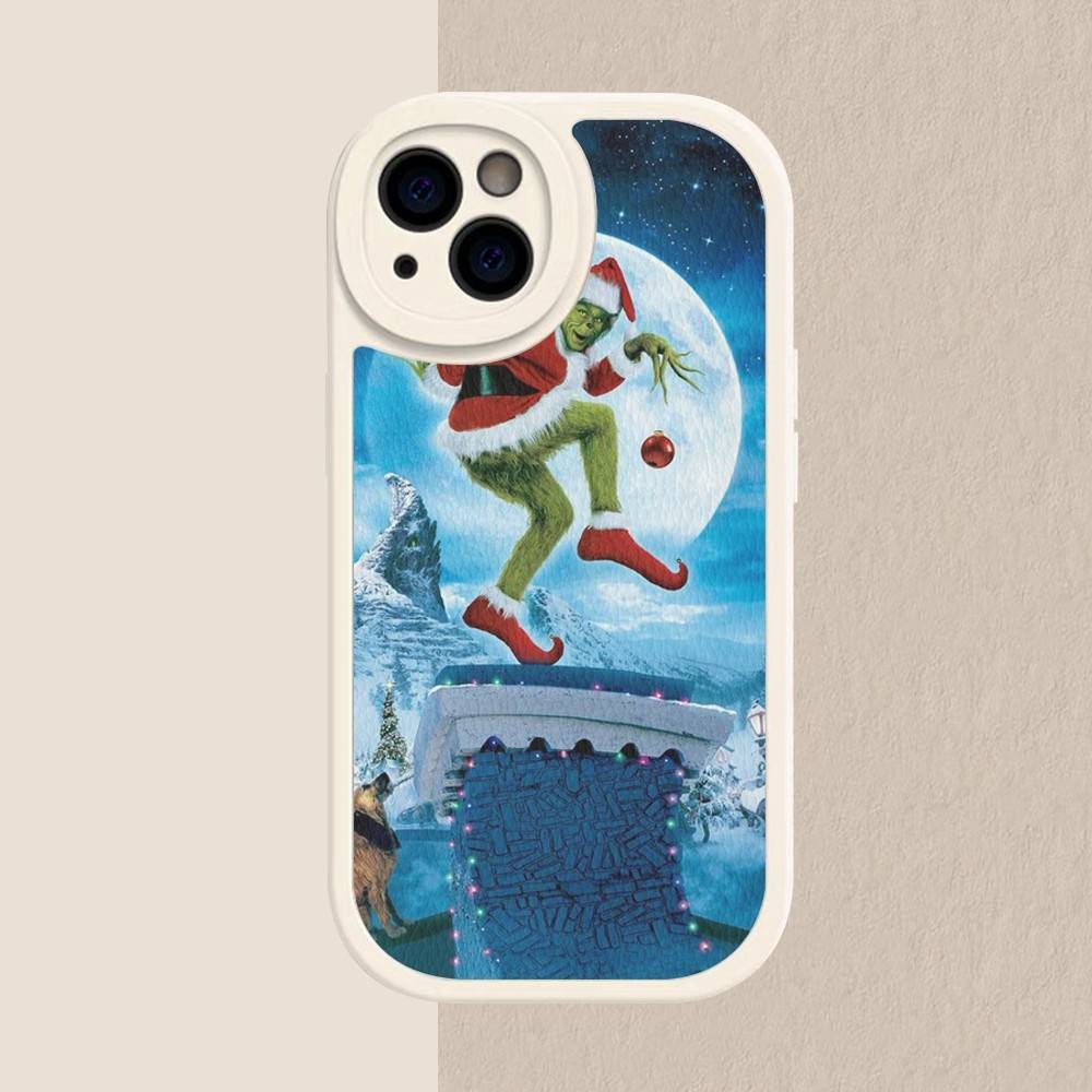 C-Christmas G-Green M-Monsters Phone Case Hard Leather For iPhone 16 15 14 13 12 Mini 11 14 Pro Max Xs X Xr 7 8 Plus Fundas
