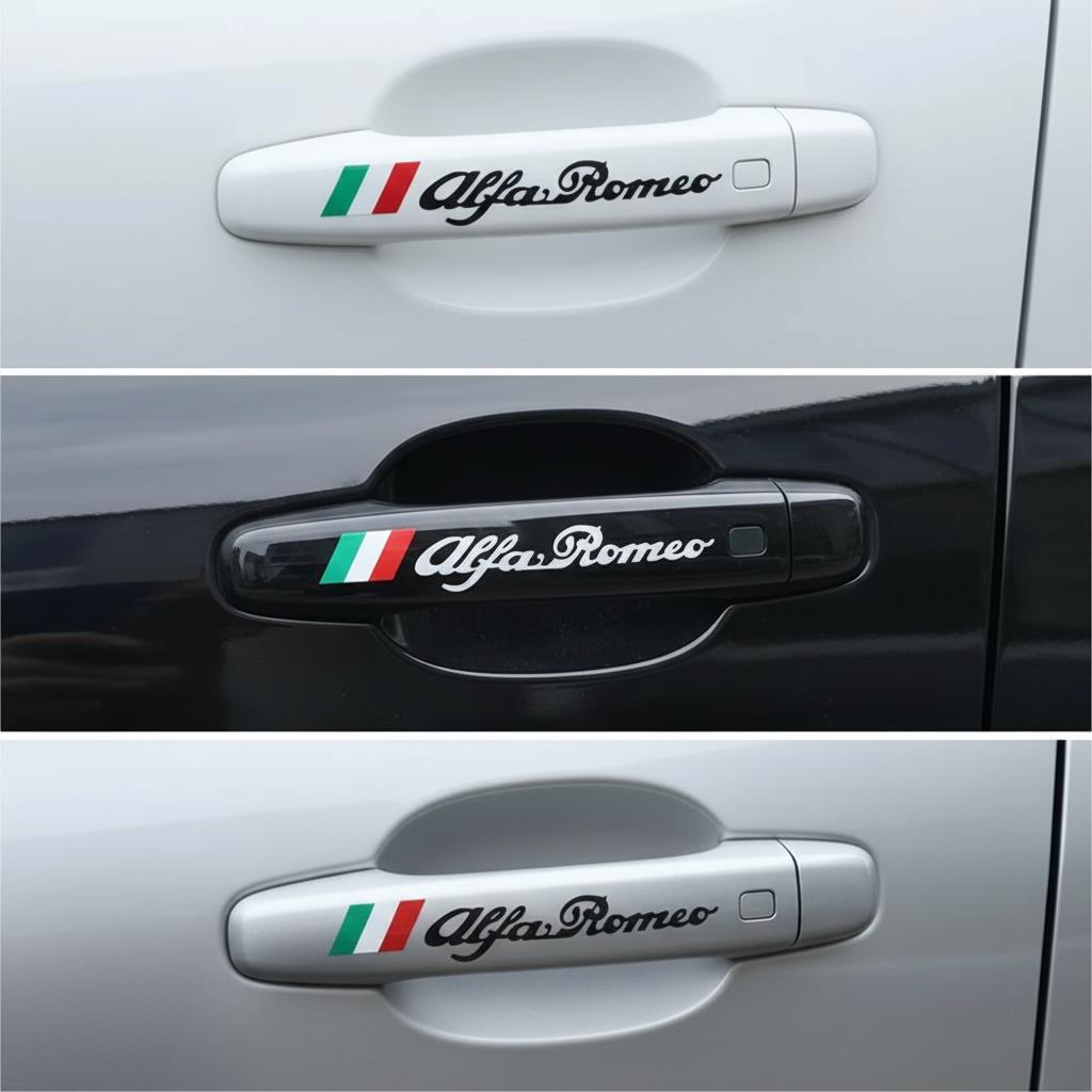 4Pcs For Alfa Romeo Logo Mito 147 156 159 166 GT Giulietta Spider Auto Emblem Badge Car Styling Door Handle Sticker AccessoriesB