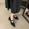 Fashion Suede Pointed Toe Women Shoes Chunky Mid Heels Shallow Shoes Woman 2025 Trend Winter Fashion Brand Casual Walking Zapatos Femme