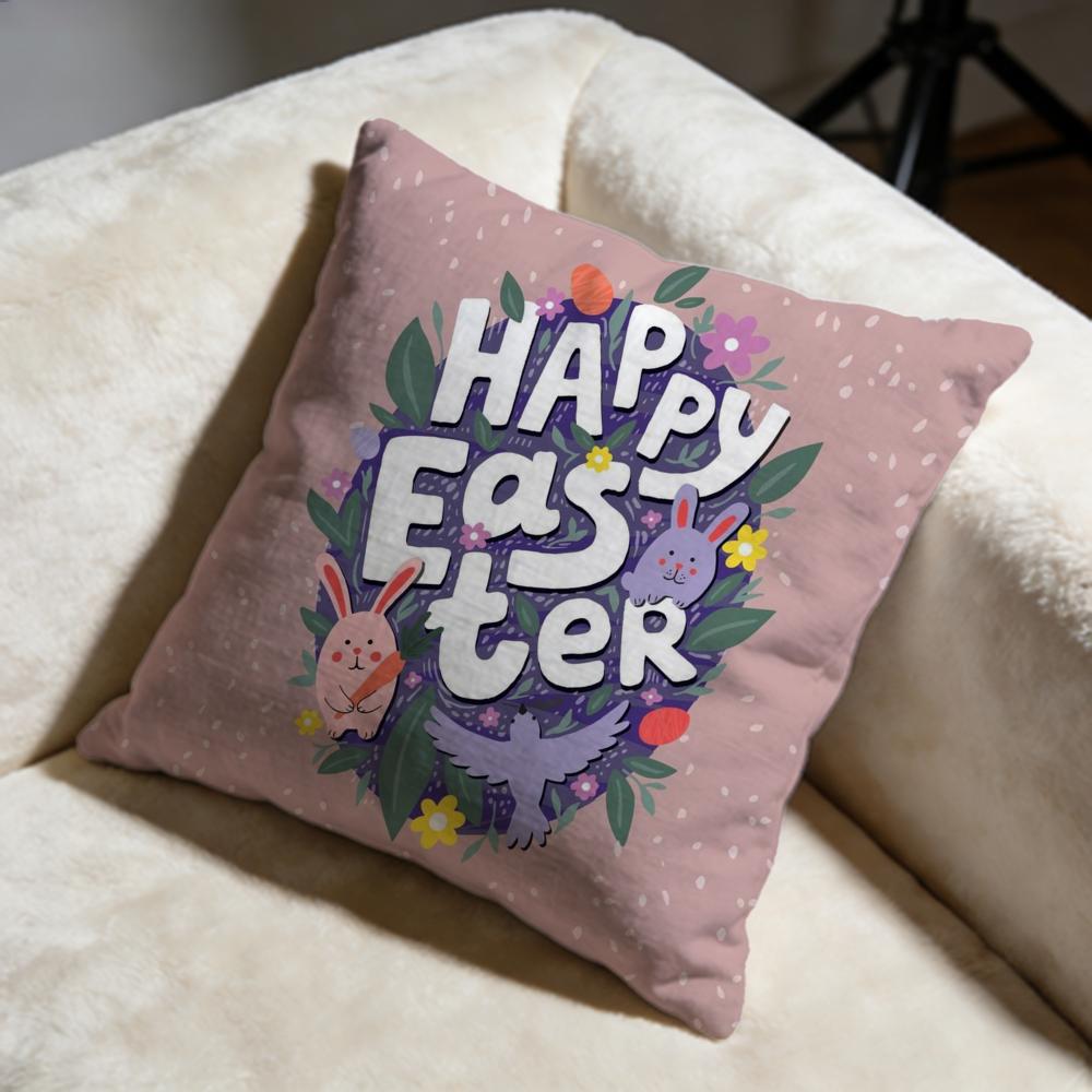Easter Cushion Cover Soft Decorative Pillow Case Suitable for Bedroom Sofa Car Travel Use
