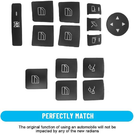Window Switch Button Trim Cover Sticker Compatible for Mercedes Benz A B C E G GLA CLA GLK GL ML GLE Class, Interior Door Armrest Window Switch