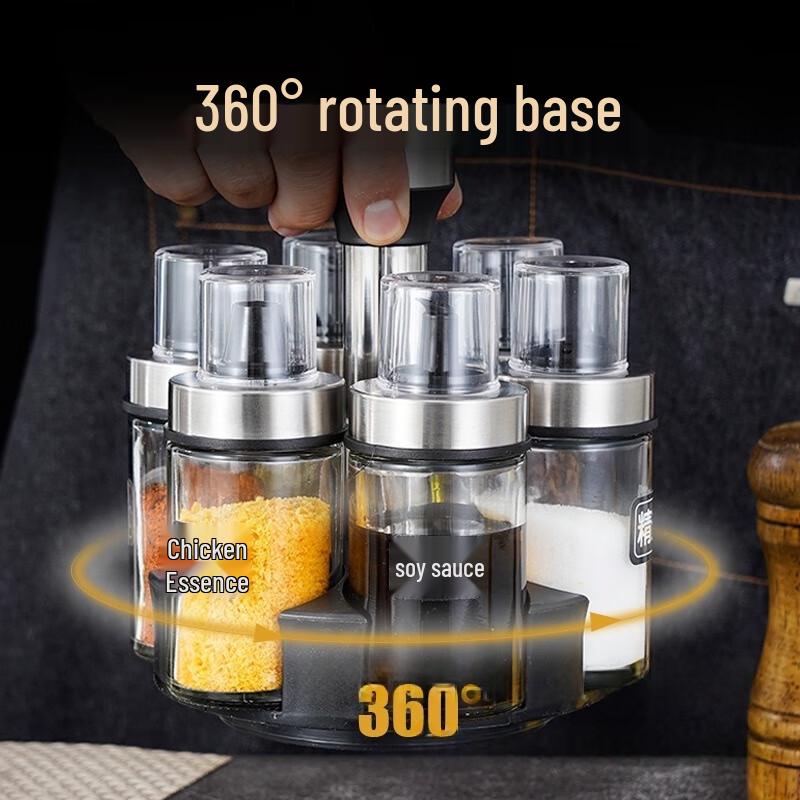 Deshangyuan Kitchen Spice Jar & Oil Bottle Set with Base