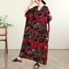 Kurzarm Plus Size Baumwolle Vintage Blumenmuster Neu in Kleidern für Damen lässig locker Maxi langes Sommerkleid