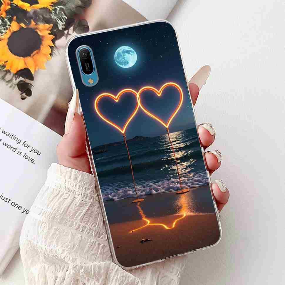 For Huawei Y6 Pro 2019 MRD-LX2 Case Fashion Flower Love Silicone TPU Shockproof Cover For Huawei Y6Pro Y16 pro 2019 Phone Cases