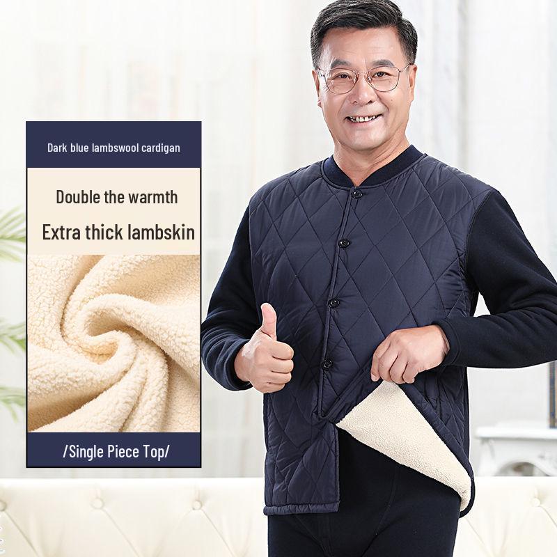 Premium Extra-Thick Winter Thermal Set for Middle-Aged and Elderly: Men's & Women's Velvet-Lined, Thick Warm Cardigan.