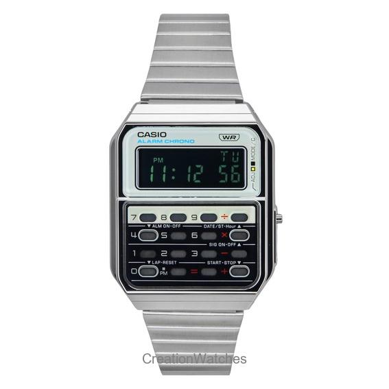 Восстановленные Casio Vintage Heritage Colors Цифровые Нержавеющая сталь Кварцевые CA-500WE-7B Унисекс Часы-калькулятор