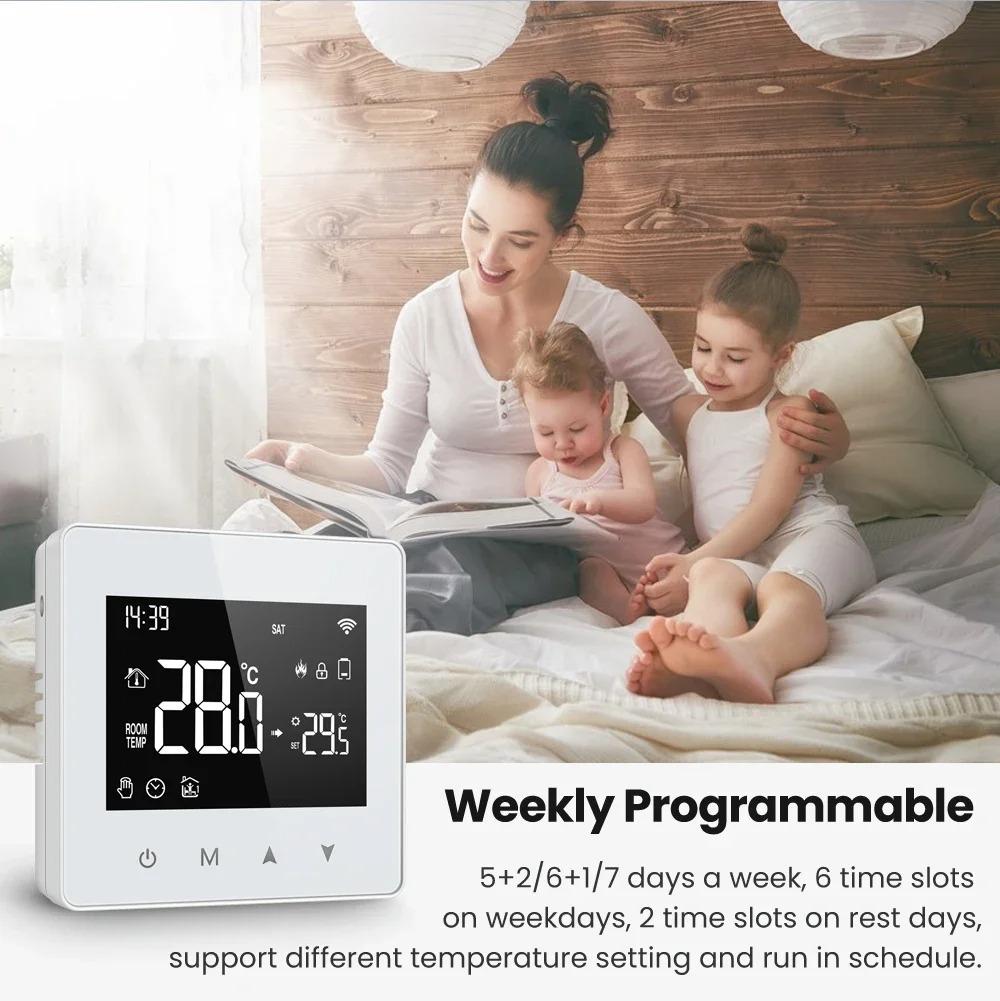 Smart WiFi Thermostat Battery Powered Tuya Works with Alexa Google Home for Gas Water Boiler Heating System