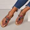 Kvinner Boho Sko Rhinestones Kjeder Gladiat Flat Crystal Flip Flops Sandaler