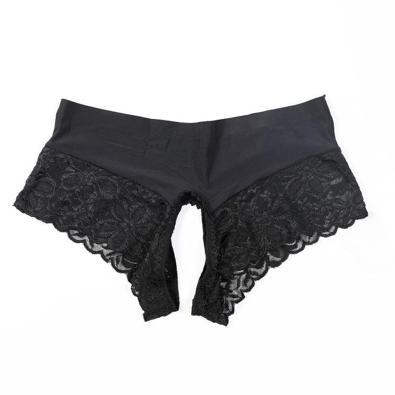 Japanese Sexy Hot Women's Open-crotch Panties Perspective Lace Ultra-thin Low-rise Large-size Erotic Underwear Bed Temptation