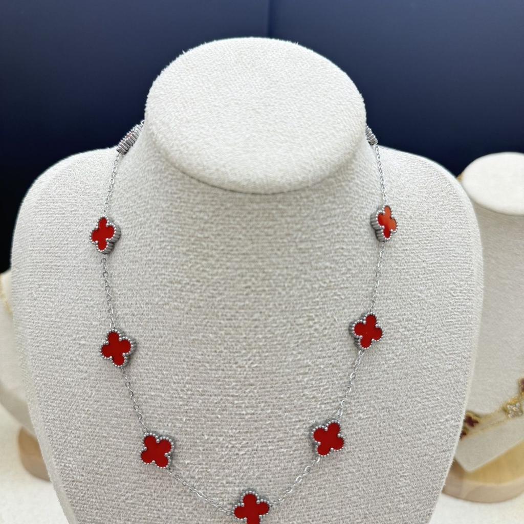 New Arrival10 Flower Four-leaf Clover Necklace Casualfashioneleganteasiest for Match Titanium Steel Necklace