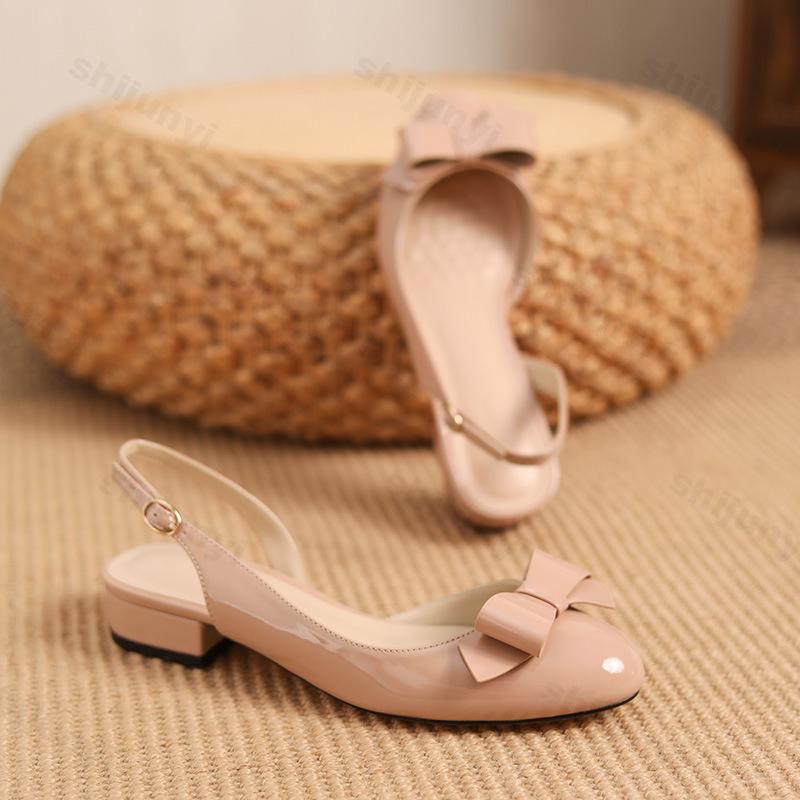 Fashion 2025 Summer New Elegant Bow Designed Back Strap Sandals for Women Shallow Mouth Comfortable Mary Jane Fashion Casual Cool Pumps