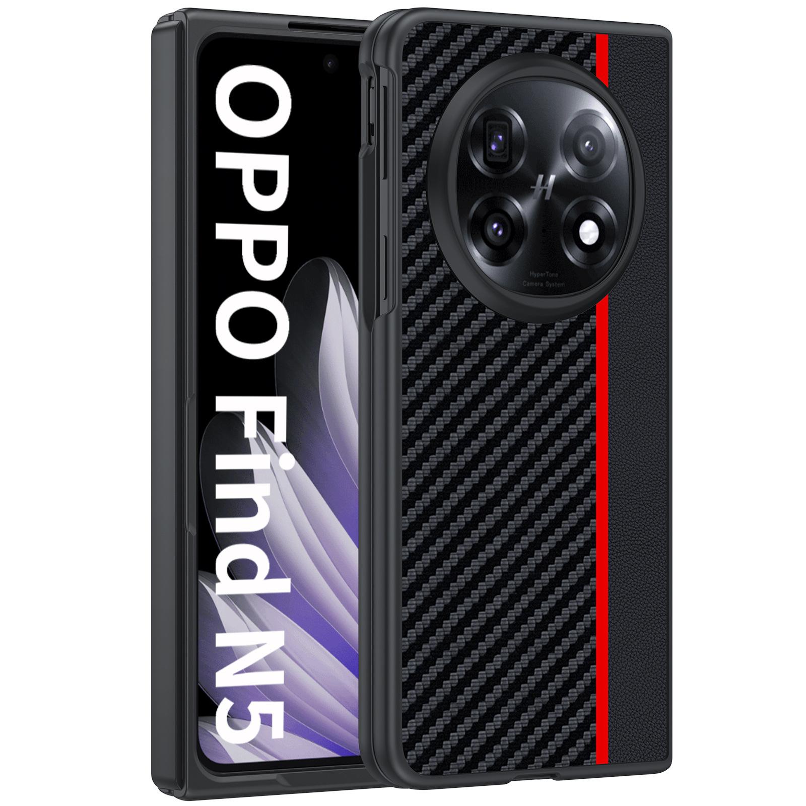 Applicable to OPPOFindN5 mobile phone case Carbon fiber Kevlar pattern OnePlusFindN3 new protective leather case OPPOFindN5 красный