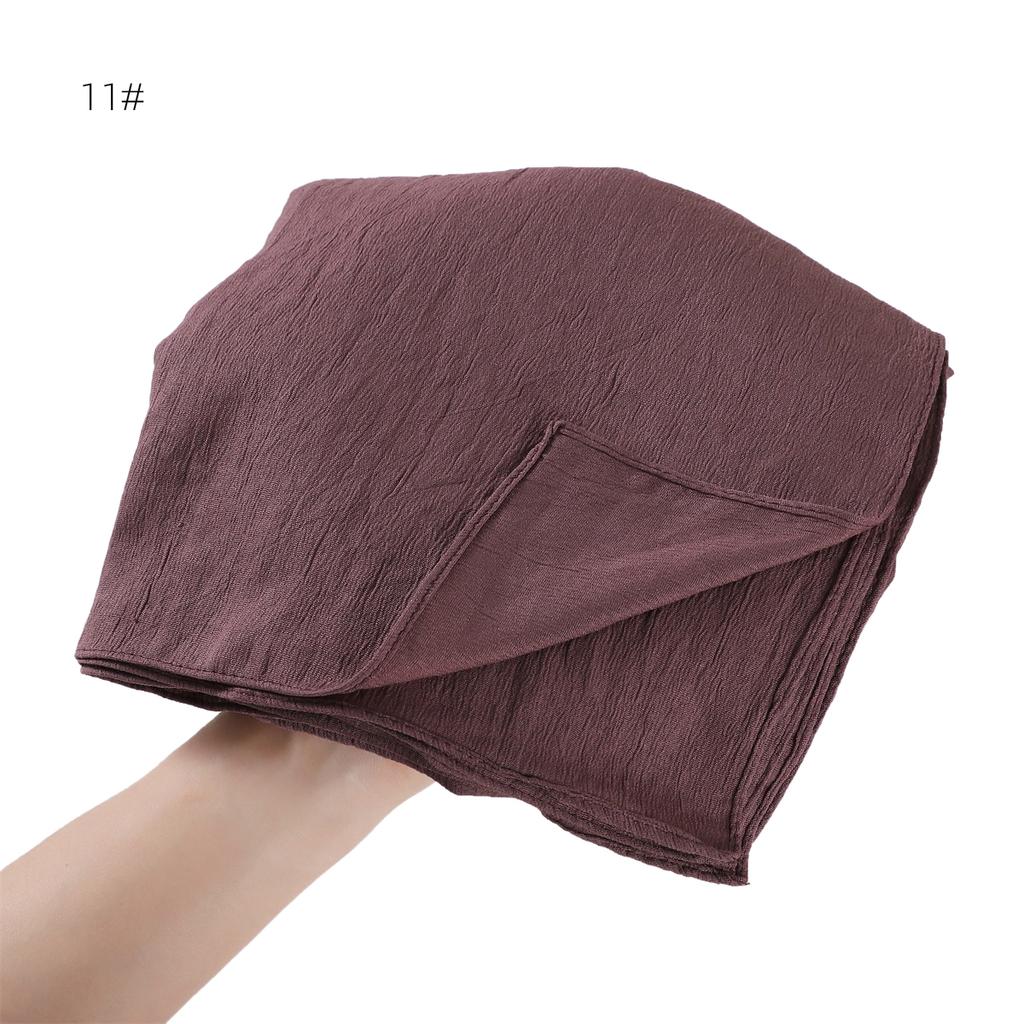 High Quality Breathable Elastic Wrinkle Long Scarf Women Plain Color Polyester Crinkle Soft Hijab Muslim Ladies Turban Headwraps