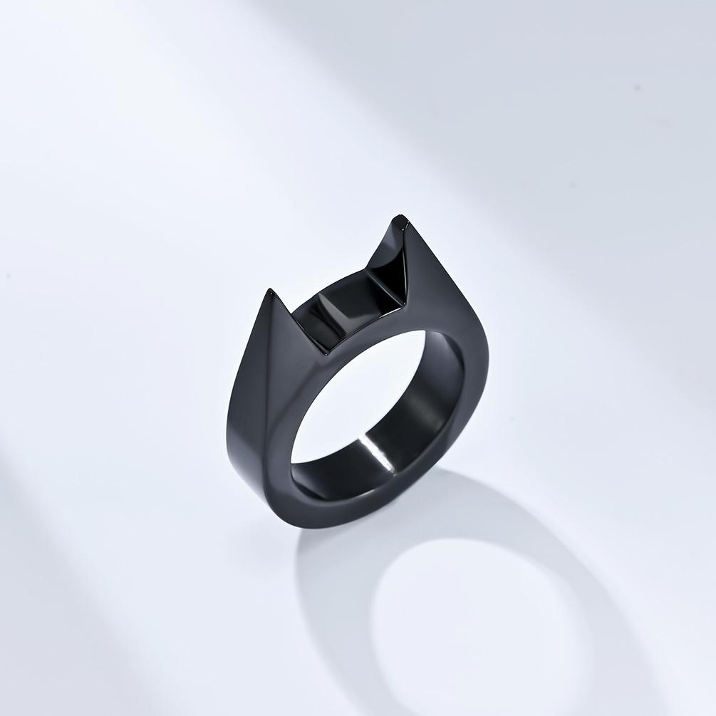 2026 Niche Personalized Spiked Cat Ear Self-defense Broken Window Ring Men's Functional Wrench Ring Hand Jewelry Generation