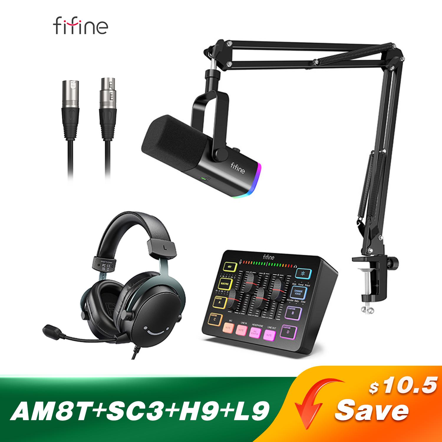 FIFINE Gaming Audio Set Microphone/Mixer/Headset for