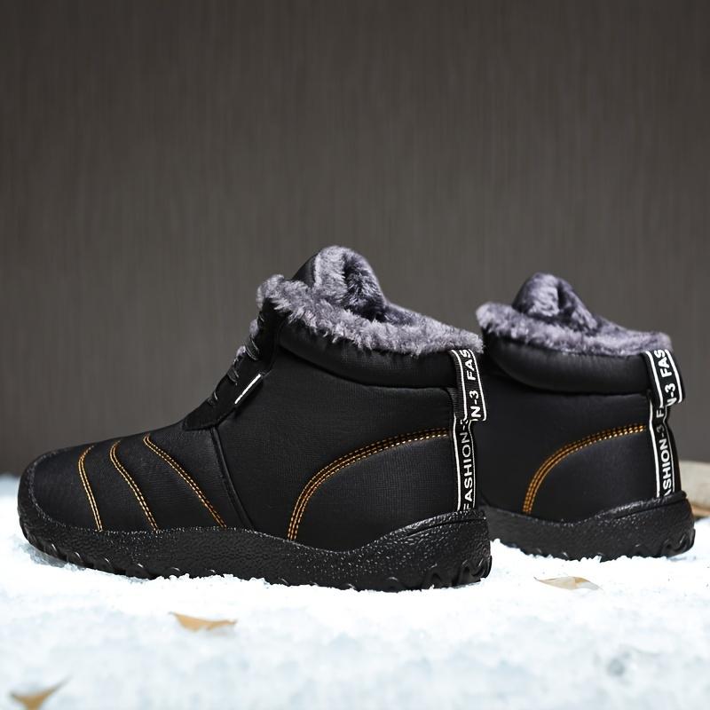 Fleece Lined Men Winter Cotton Shoes, Plus Size Light Sole Warm Snow Boots