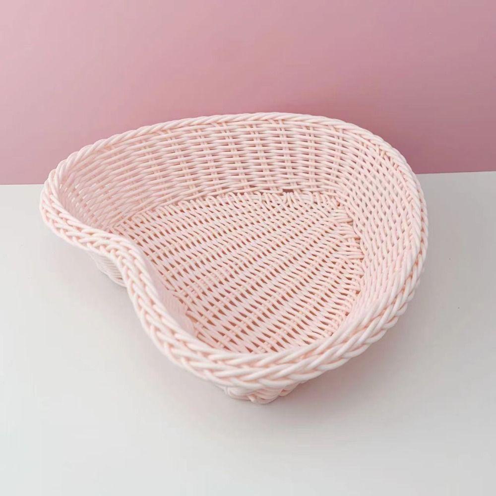 Pink Sweet Color Basket Plastic Fruit Storage Basket Durable Sundries Organizer  Debris
