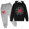 Autumn Winter Spider Printed Hoodies Sweatpants Set Fashionable Casual Warm Sports Long Sleeved Pants Men's Sport Wear