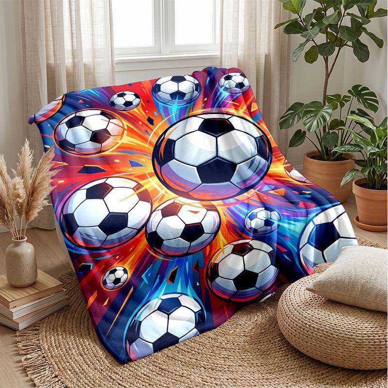 Soccer Ball Explosion 7 Theme Blanket Lightweight Warm Flannel Blanket Decorative Throw Blanket for Home Decoration