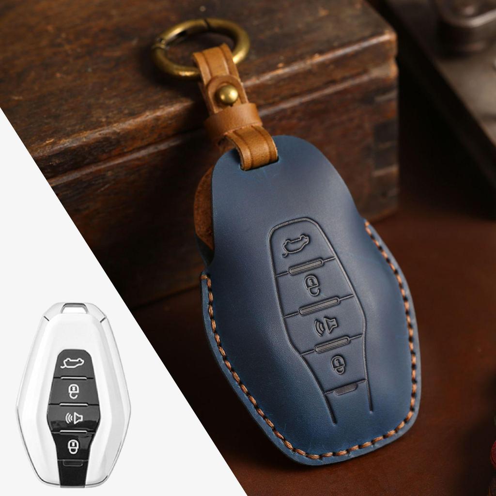 Chery Jetour Handmade Crazy Horse Leather Car Key Cover with Buckle