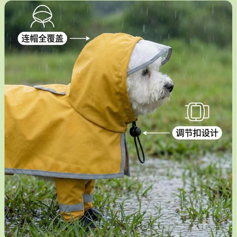 Easy-On Easy-Off Waterproof Dog Raincoat With Belly Protection Large Medium Breeds Like Golden Retriever Border Collie