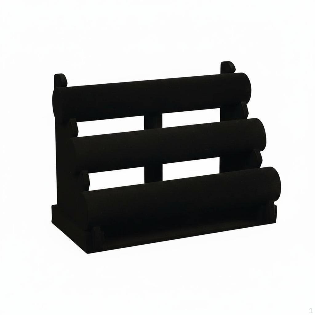 Espositore per Braccialetti a 3 Livelli Organizer Multiuso in Velluto per Gioielli Rack con Aste Staccabili Orologio