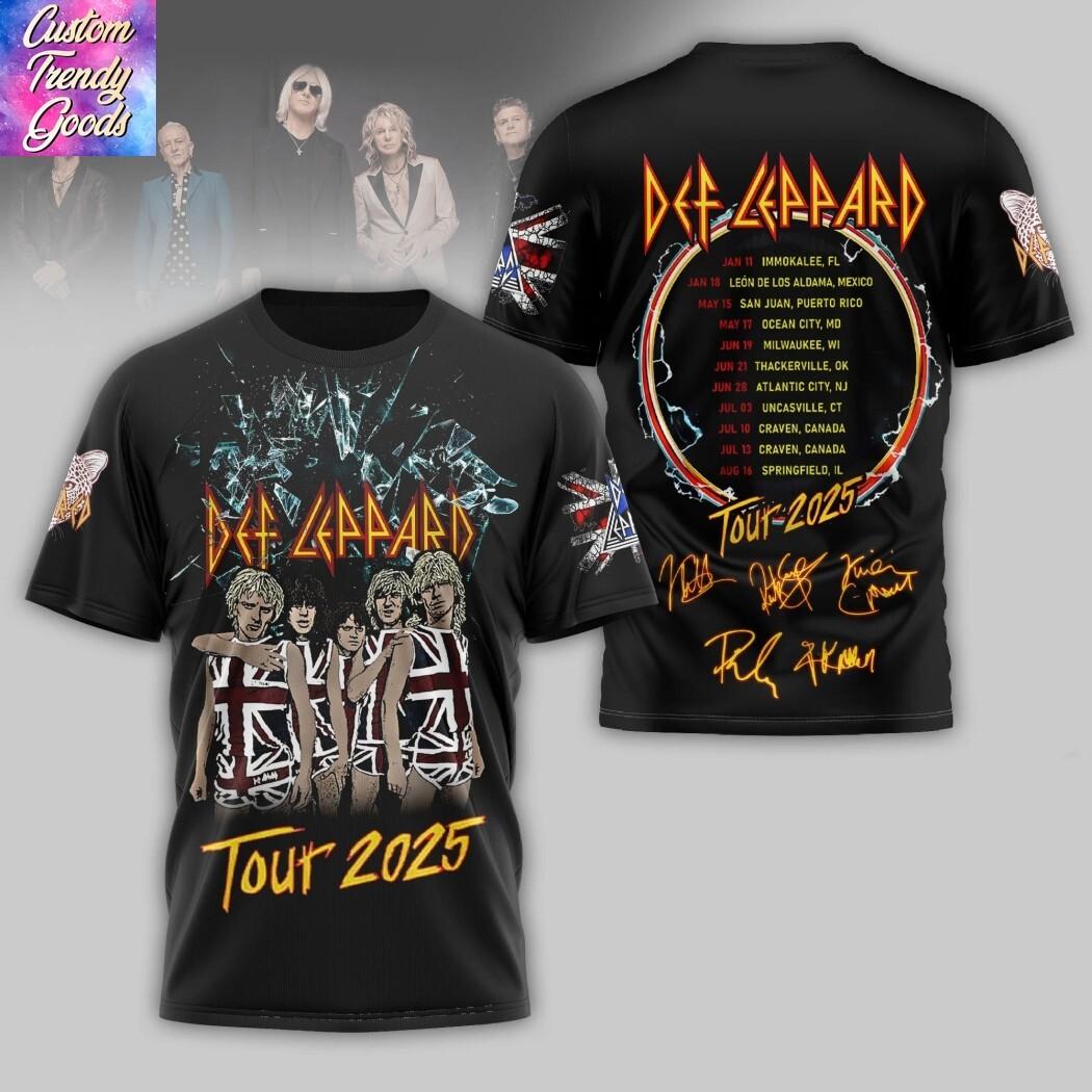 Rare Def Leppardd Tour 2026 Signature 3D T-Shirt Al size shirt uniex A385 S