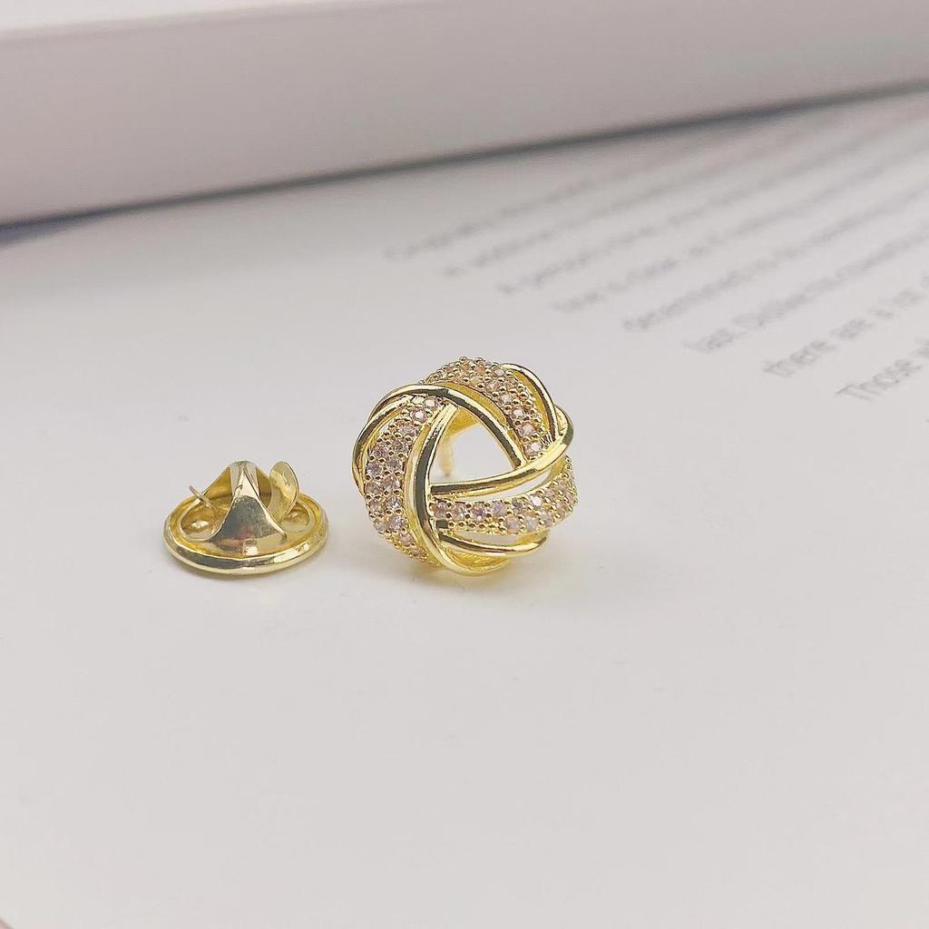 Korean Style Copper Inlaid Zirconia Summer Brooch Cardigan Collar Pin