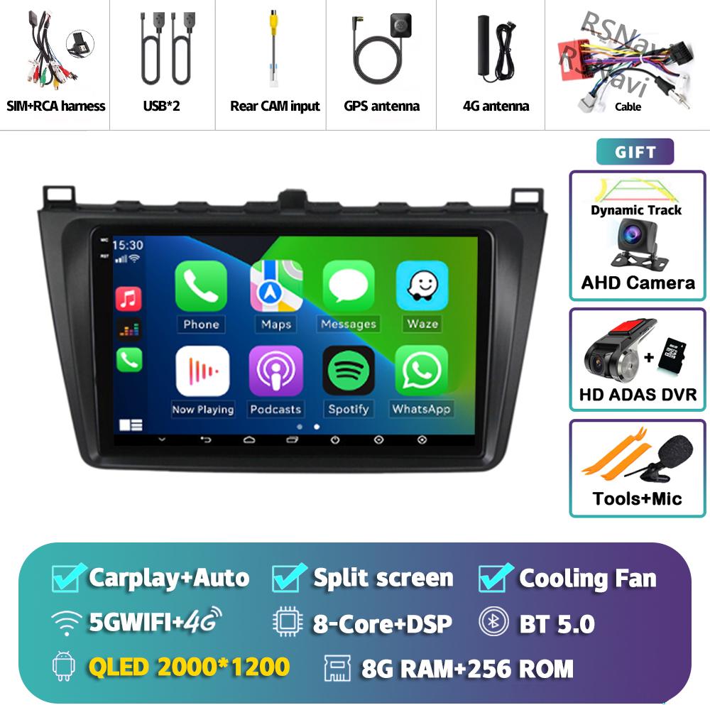 Android 14 Carplay Auto For Mazda 6 2008 - 2012 Car Radio 4G+WIFI Player Multimedia Stereo Navigation Video 360 Camera AI Voice