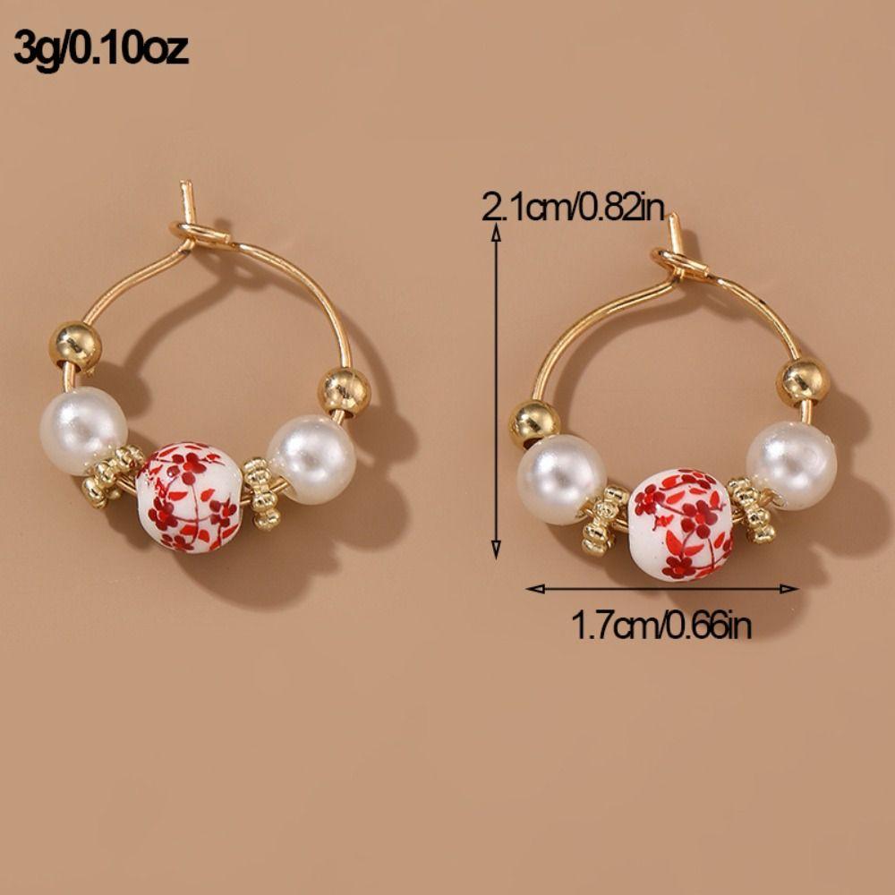 Ceramics Blue and White Porcelain Earrings Bohemia Earrings Flower Beaded Earring  Birthday Gift