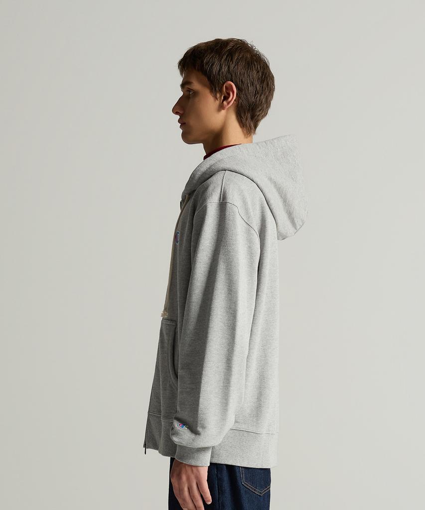 Champion Heritage Logo Loose Fit Zip-Up Hoodie Grey