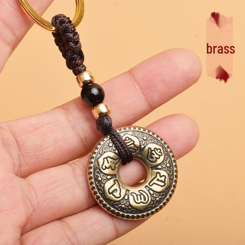 Brass Keychain: 2024 Tai Sui Jiachen Dragon Year Pendant with Mountain Ghost Money and Six-Character Mantra Gawu Box.