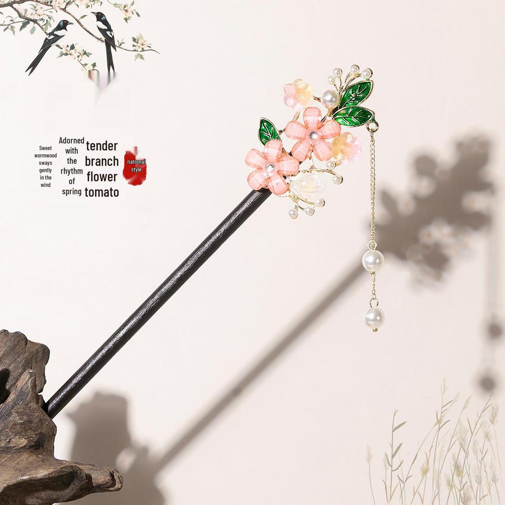 Ancient-Style Wooden Tassel Hairpin for Women - Hanfu Chinese Ornaments & Accessories