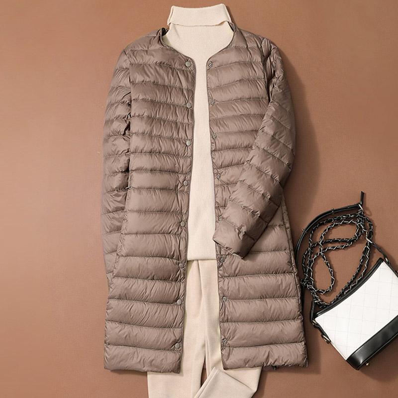 Women Winter Coats Autumn Winter O-Neck Female Thin Duck Down Jackets Portable Windproof Puffer Parkas