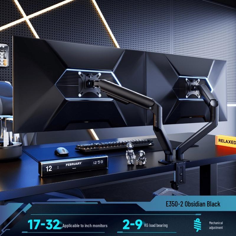 Lifting Dual Arm Computer Monitor Stand