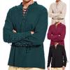 Men's 2023 Cotton Linen Long Sleeve Henley Shirt - Stand Collar, Casual Beach Style, European Size.