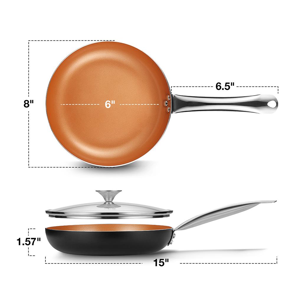 

LMETJMA Frying Pan with Lid 8inch Chef Skillet with Ceramic Coating Induction Compatible Omelet Pan Non-Stick Small Fry Pan
