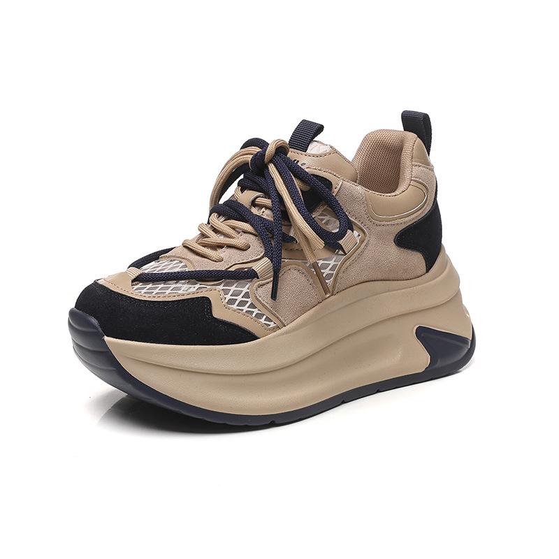 Small thick-soled inner height increase dad shoes women's spring new muffin sports casual shoes fashion mesh shoes