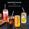 16oz High Borosilicate Glass Cola Cup with Bamboo Lid - Heat Resistant, for Cold Drinks, Juice, Milk, Tea