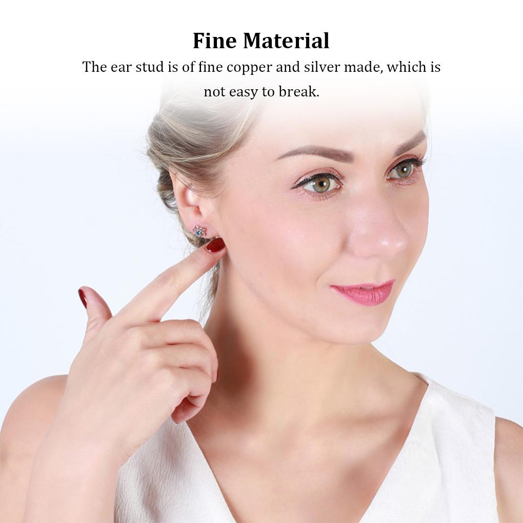 Style Ladies Stud Pair Birthday Girls Unfading Electroplated Ear Earring Silver Shape 1 Gift Flower Copper European