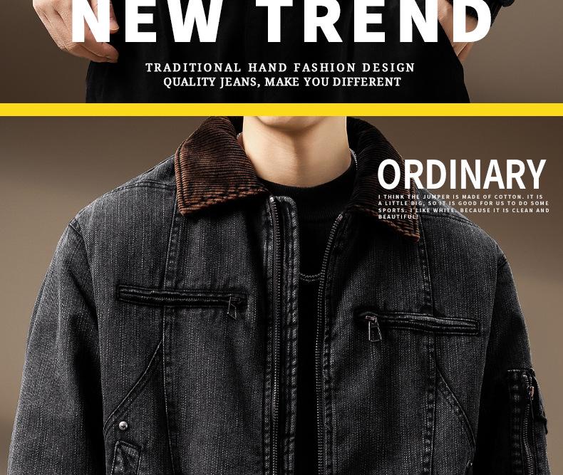 Luxury Men's Detroit Workwear 2025 Winter Duck Down Denim Jacket