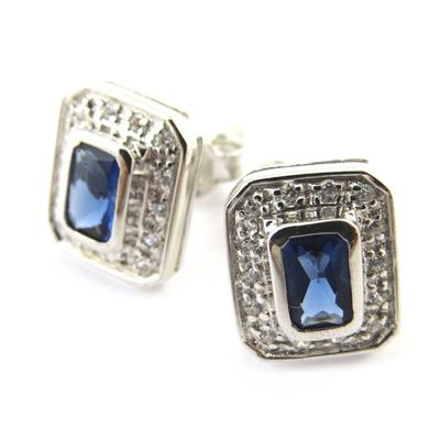 [M7035] - 'Sissi' Silberne Saphirohrringe