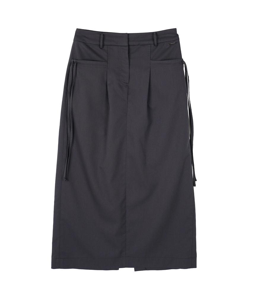 Hardcore Happiness Pocket Rope Long Skirt_Charcoal