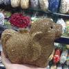Dog-Shaped Ladies Crystal Evening Clutch Diamond Wedding Bag WHTUOHENG White/Silver/Gold Purse Crystal Mini Women Handbags
