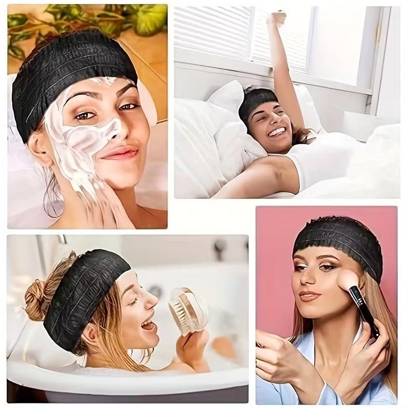 20/50/100Pcs Disposable Spa Headbands Soft Non- Elastic Facial Hair Bands For Sauna, Facial Cleansing, Skincare & Makeup