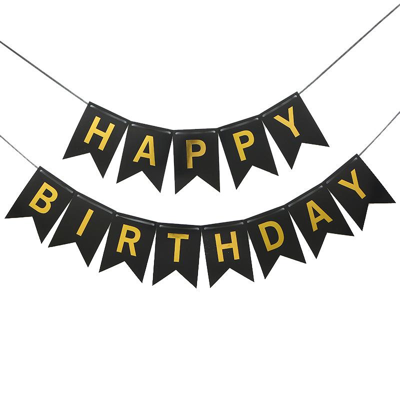 

Европа и Америка, Наряд для дня рождения, Товары для вечеринок, Баннер «С ДНЕМ РОЖДЕНИЯ», Реквизит для украшения сцены на день рождения Black gold character