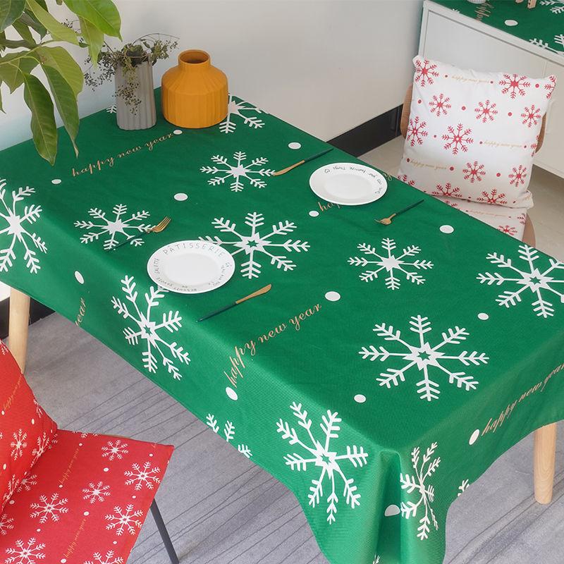 Nordic Ins Party New Year Tablecloth Red Tablecloth Waterproof /Antifouling Girl Heart Coffee Table Set Christmas Tablecloth