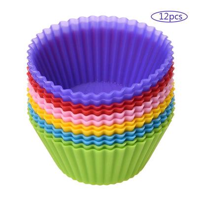 12pcs Silicone Food Muffin Cups Cake Mold Chocolate Candy Molds Bakeware Baking Round